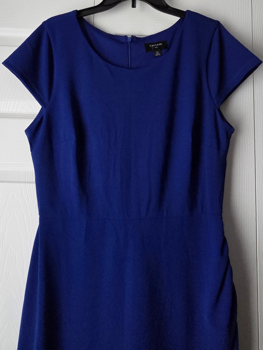Tahari ASL Royal Blue Cap-Sleeve Midi Sheath Dress Size 12 - Picture 4 of 12